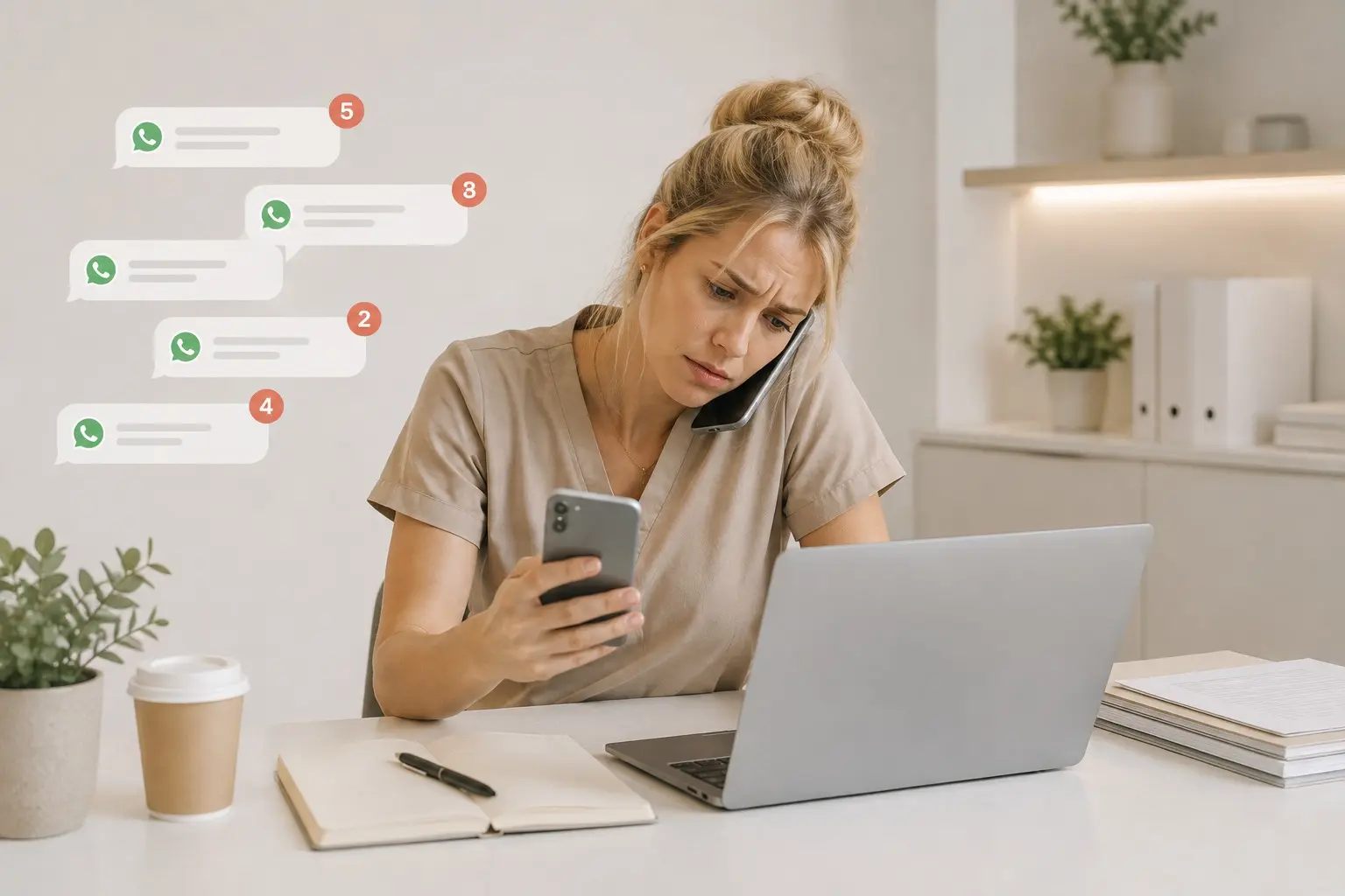WhatsApp personal saturado de consultas