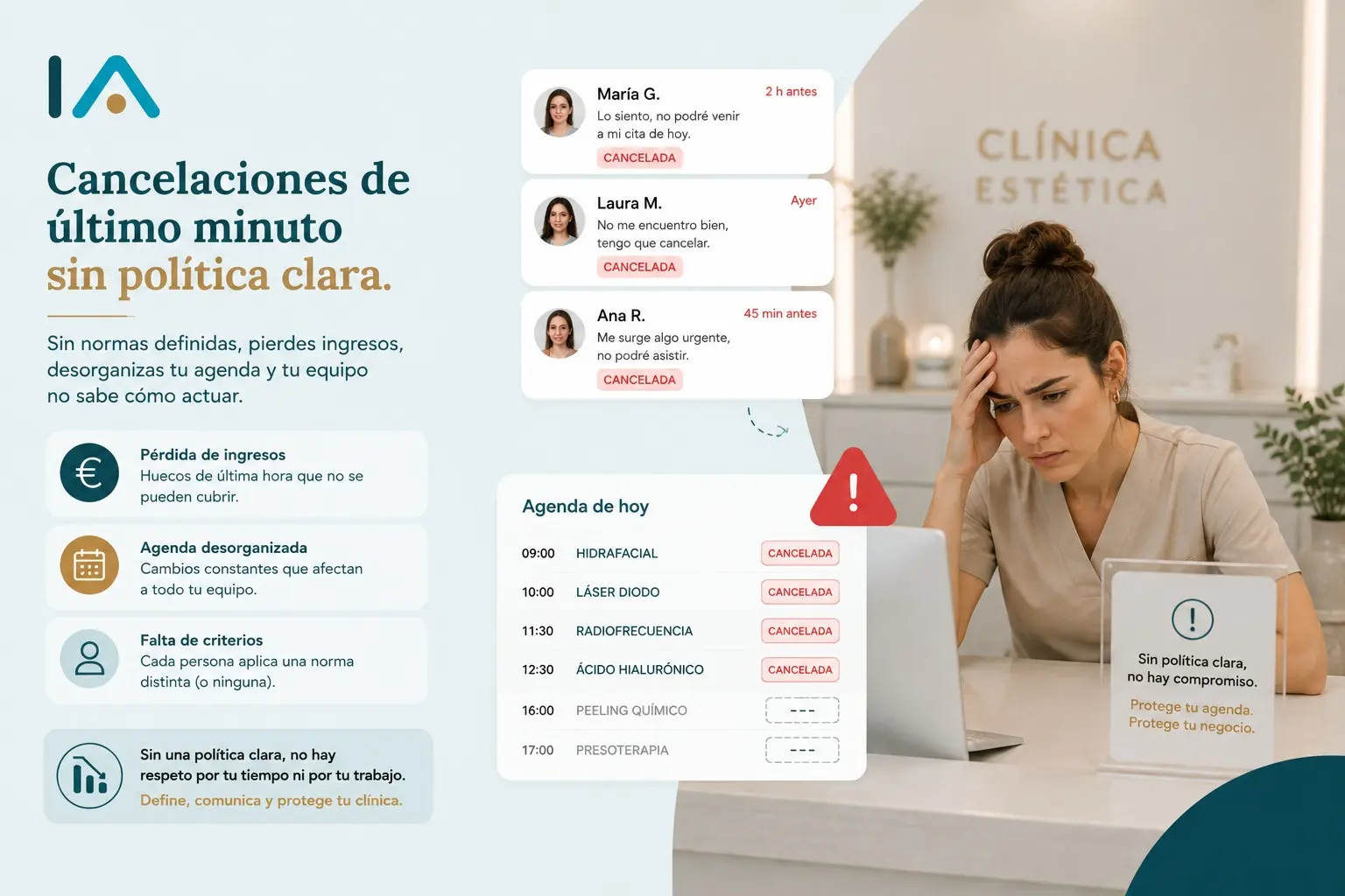Cancelaciones de último minuto sin política clara