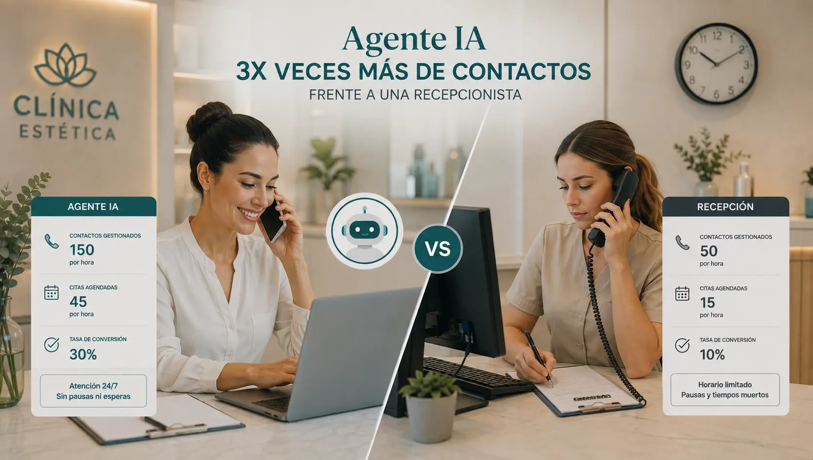 El equipo puede gestionar 3× más contactos sin aumentar plantilla.