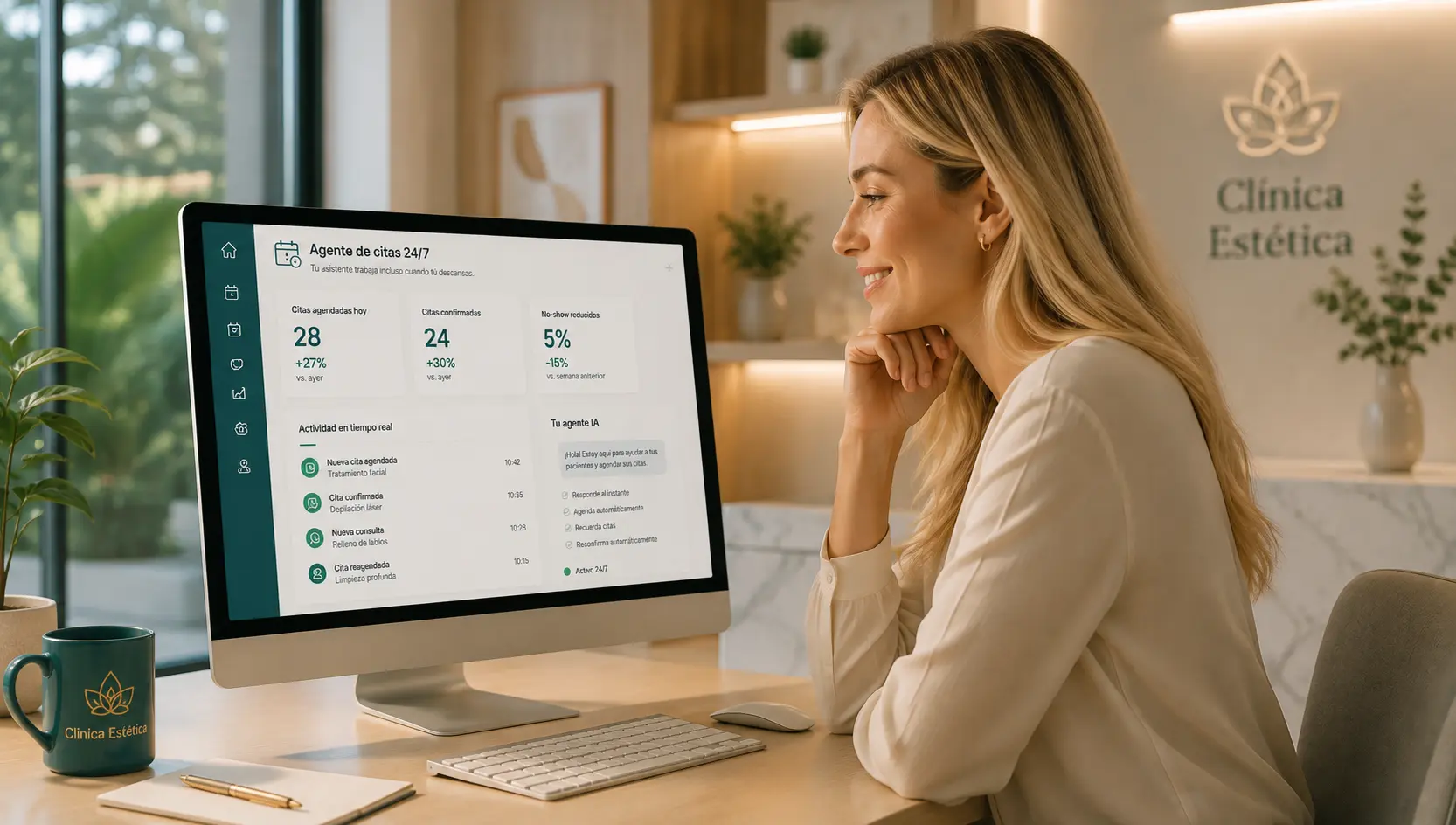 Las clínicas que activan el agente 24/7 reciben hasta un 40% de sus reservas fuera del horario laboral.
